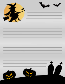 25. Halloween witch printable stationery paper. Free, printable, stationery, writing paper, lined, blank, template, notepaper, decorative, beautiful, pretty, pdf, png, print, customize, personalize, download.
