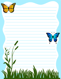 20. Lined letter writing stationery paper with butterfly. Free, printable, stationery, writing paper, lined, blank, template, notepaper, decorative, beautiful, pretty, pdf, png, print, customize, personalize, download.