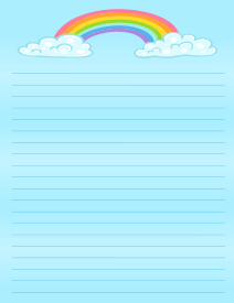 1. Printable writing paper with rainbow. Free, printable, stationery, writing paper, lined, blank, template, notepaper, decorative, beautiful, pretty, pdf, png, print, customize, personalize, download.