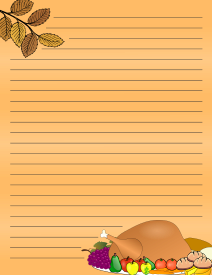 27. Printable Thanksgiving letter writing paper. Free, printable, stationery, writing paper, lined, blank, template, notepaper, decorative, beautiful, pretty, pdf, png, print, customize, personalize, download.