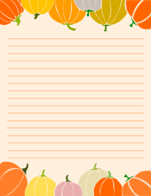 26. Thanksgiving pumpkins letter writing stationery. Free, printable, stationery, writing paper, lined, blank, template, notepaper, decorative, beautiful, pretty, pdf, png, print, customize, personalize, download.