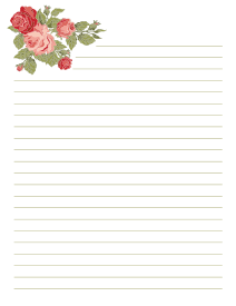 17.  Letter writing stationery paper with floral design. Free, printable, stationery, writing paper, lined, blank, template, notepaper, decorative, beautiful, pretty, pdf, png, print, customize, personalize, download.