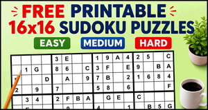 Printable 16x16 Sudoku Puzzles
