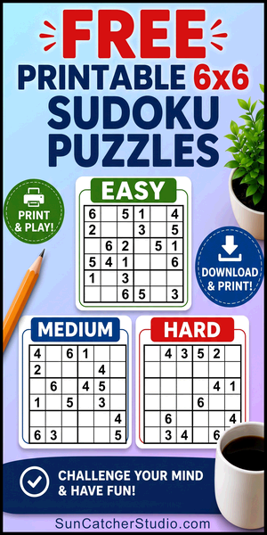 Free printable 6x6 easy large print Sudoku puzzle for kids, beginners, classrooms, homeschooling, brain training, DIY, and PDF download with answer key.