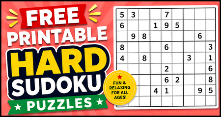 Free Printable HARD Sudoku Puzzles (PDF Downloads) Free Printable HARD Sudoku Puzzles (PDF Downloads)