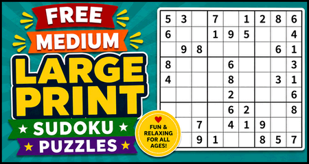 Free Printable Medium Large Print Sudoku Puzzles (PDF Downloads) Free Printable Medium Large Print Sudoku Puzzles (PDF Downloads)