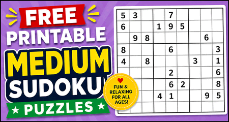 Free Printable MEDIUM Sudoku Puzzles (PDF Downloads)