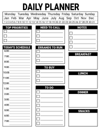 Daily Printable Planner PDF, free printable to do list, template, pdf, daily, weekly, task list, planner, things to do, cute, organized, print, download, online, simple, todo, for work, for school.