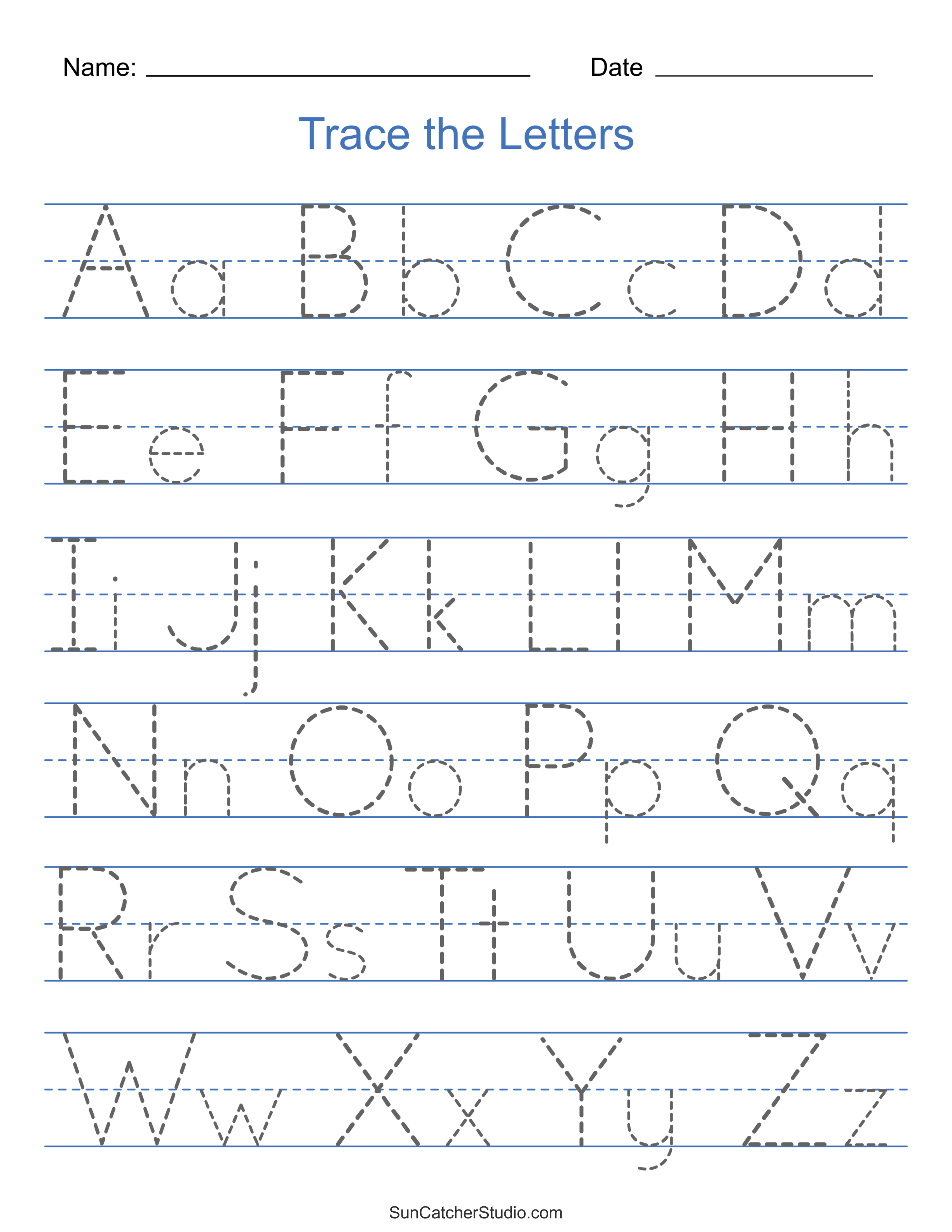 Tracing Alphabet Letters (Printable Handwriting Worksheets) – DIY ...
