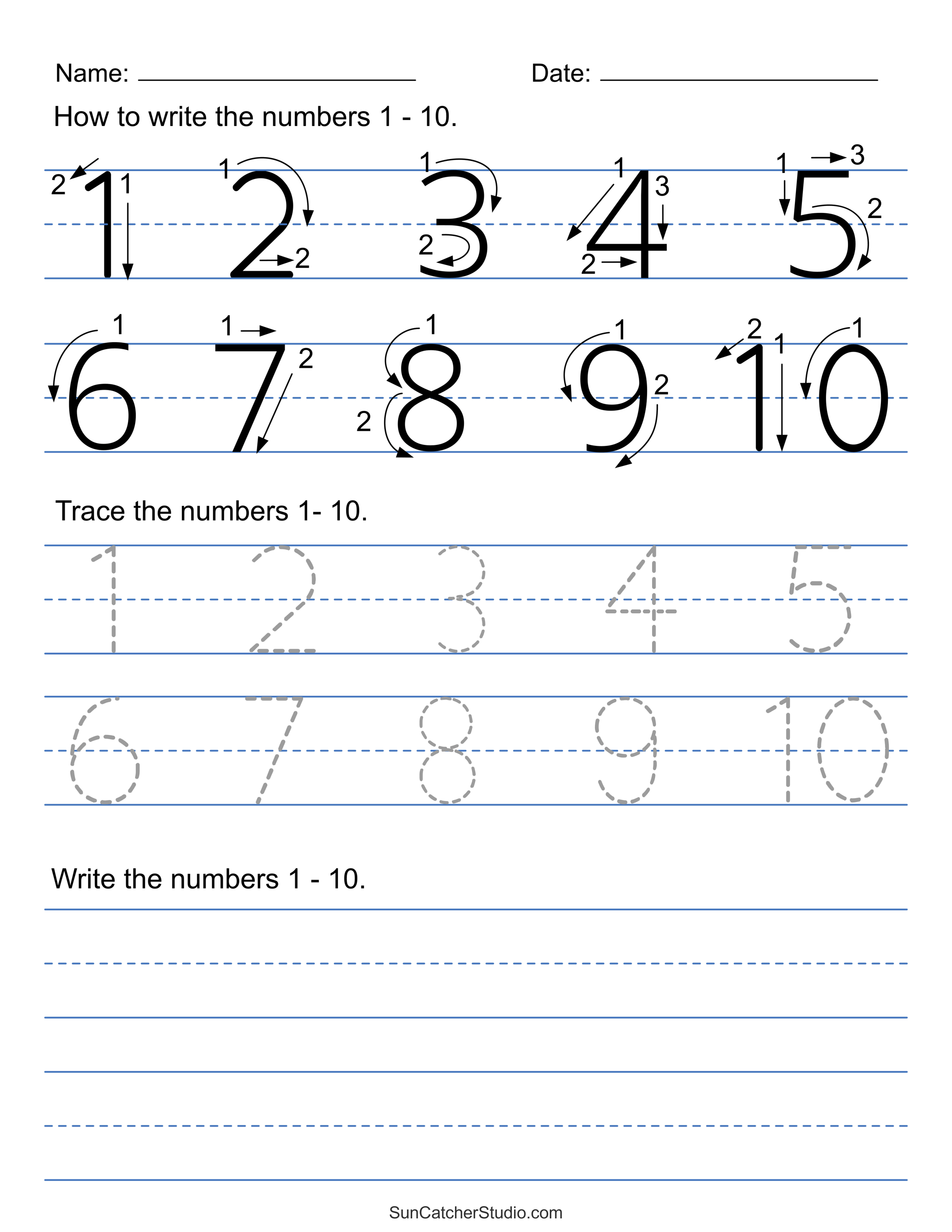 Tracing Numbers Free Printable Practice PDF Worksheets Free