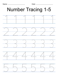 3. Tracing numbers 1-5 printable worksheet. Tracing numbers, traceable, number, free, printable, pdf, penmanship skills, kindergarten, practice, worksheet, sheets, writing, handwriting, paper, lined, blank, template, notepaper, png, print, download.