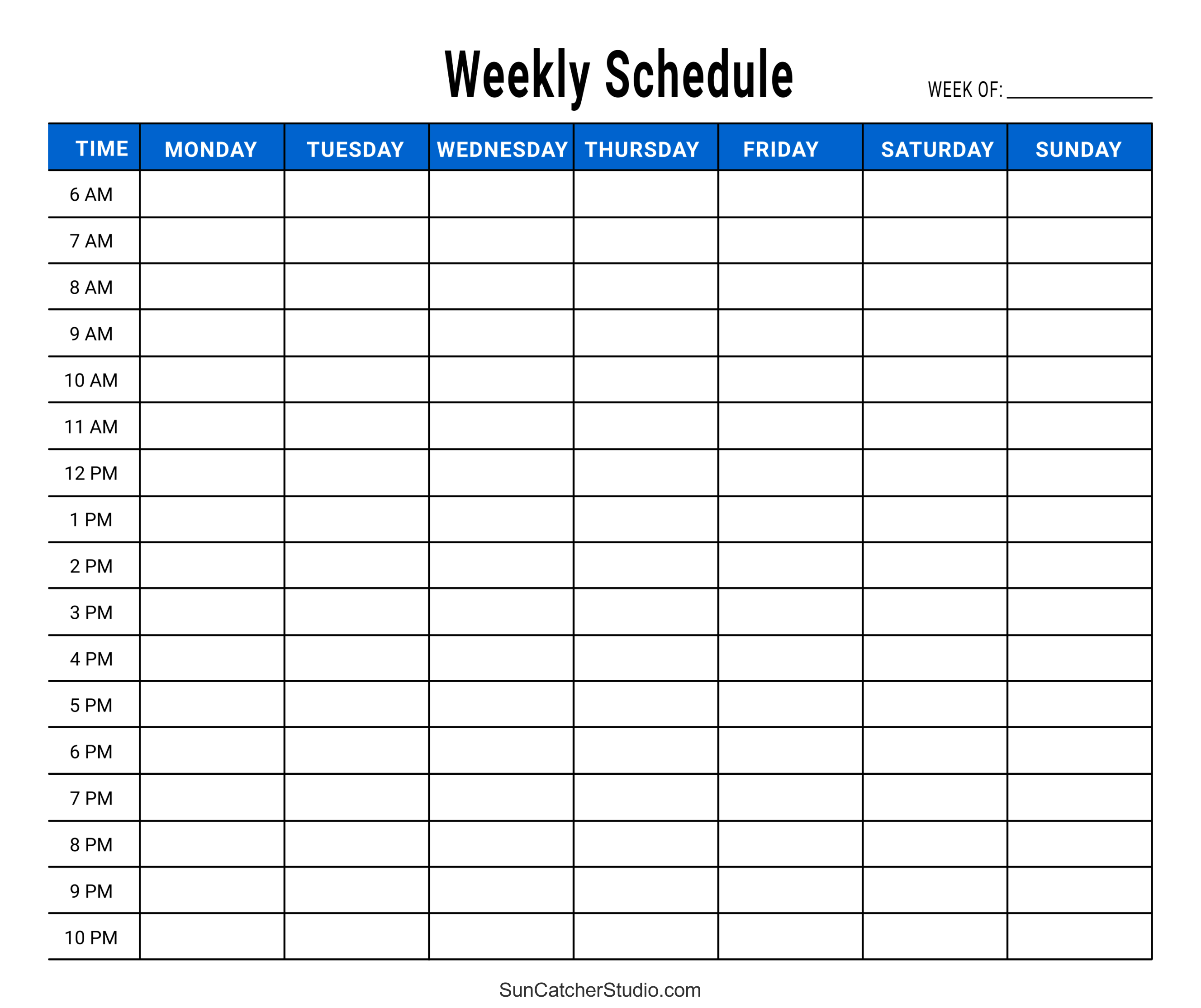 blank weekly schedule template