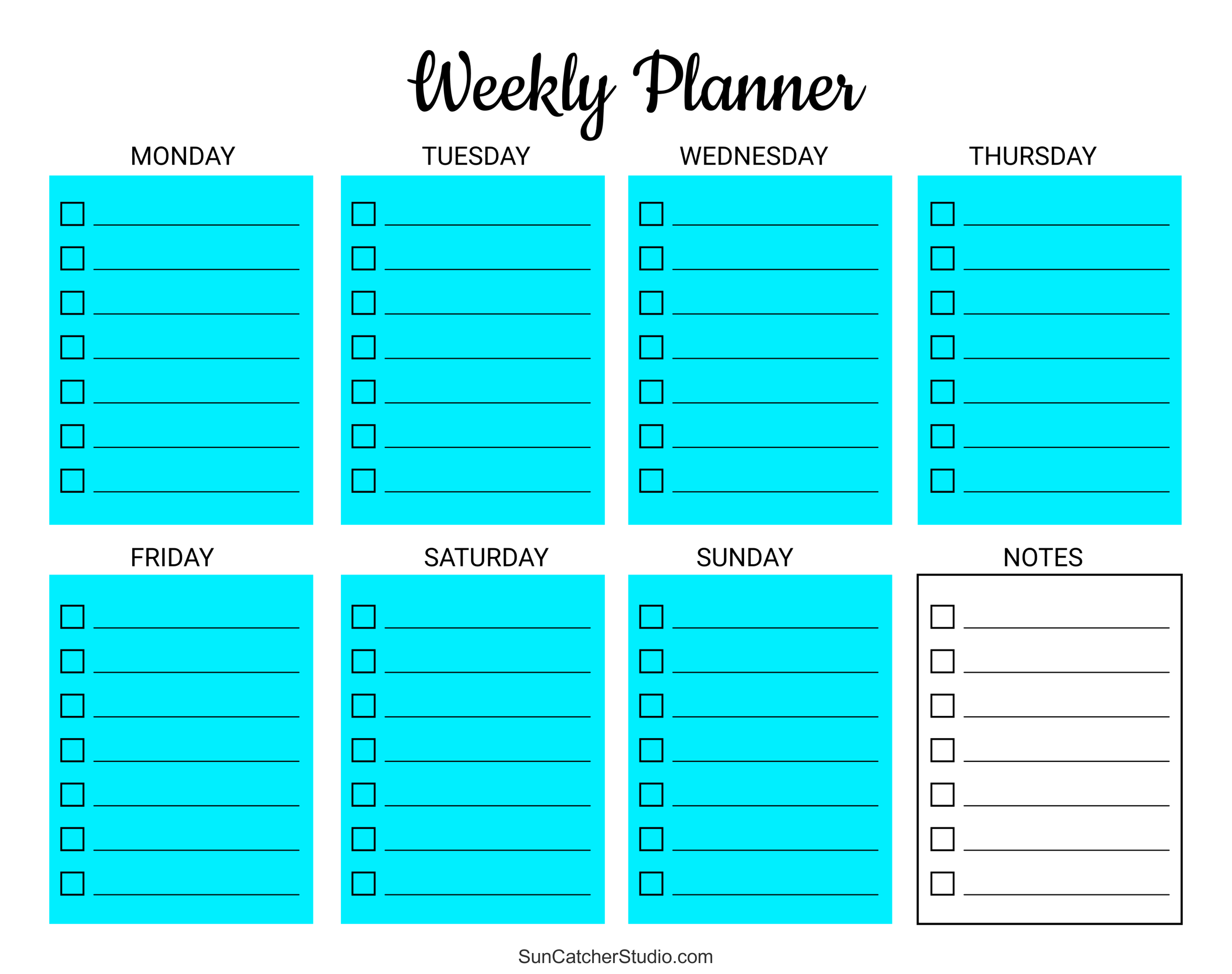 cute printable weekly school planner