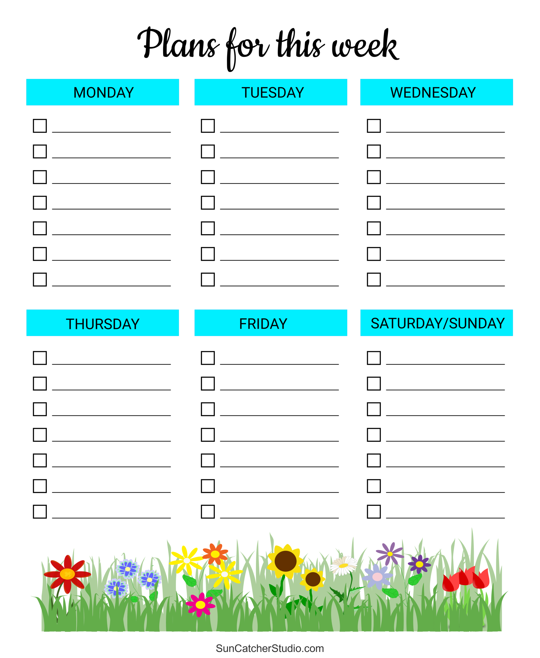 Free Printable Weekly Planner Templates (PDF) – DIY Projects, Patterns,  Monograms, Designs, Templates