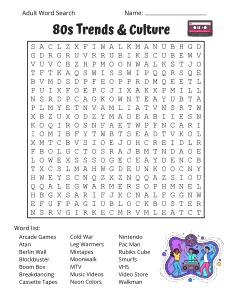 80s Trends & Culture. Printable adult word search puzzle. Adult word search puzzles, 1980s, 80s, adult word find, printable, free, answers, hard, word search puzzle, large print, PDF.