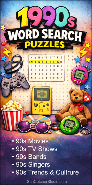 Adult word search puzzles, 1990s, 90s, adult word find, printable, free, DIY, answers, hard, word search puzzle, large print, PDF.