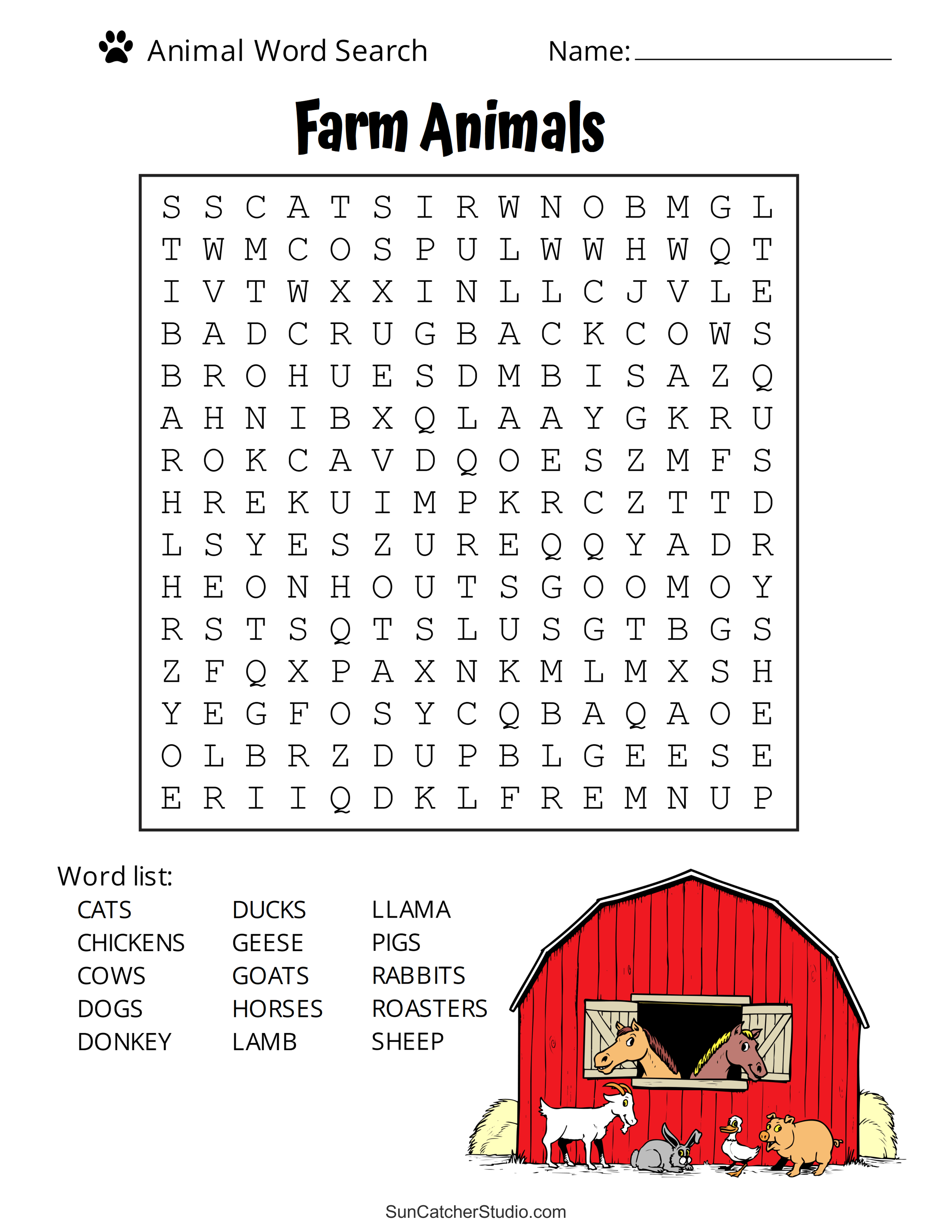 Animal Word Search (Free Printable Dog, Pet, Dinosaur Puzzles) – DIY  Projects, Patterns, Monograms, Designs, Templates
