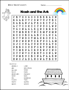 2. Noah and the Ark. (Medium) bible word search, printable, free, pdf, puzzle, books of the bible, Christian, Jesus, religious, church, easy, hard, kids, adults, large print, religious, download, sheet.