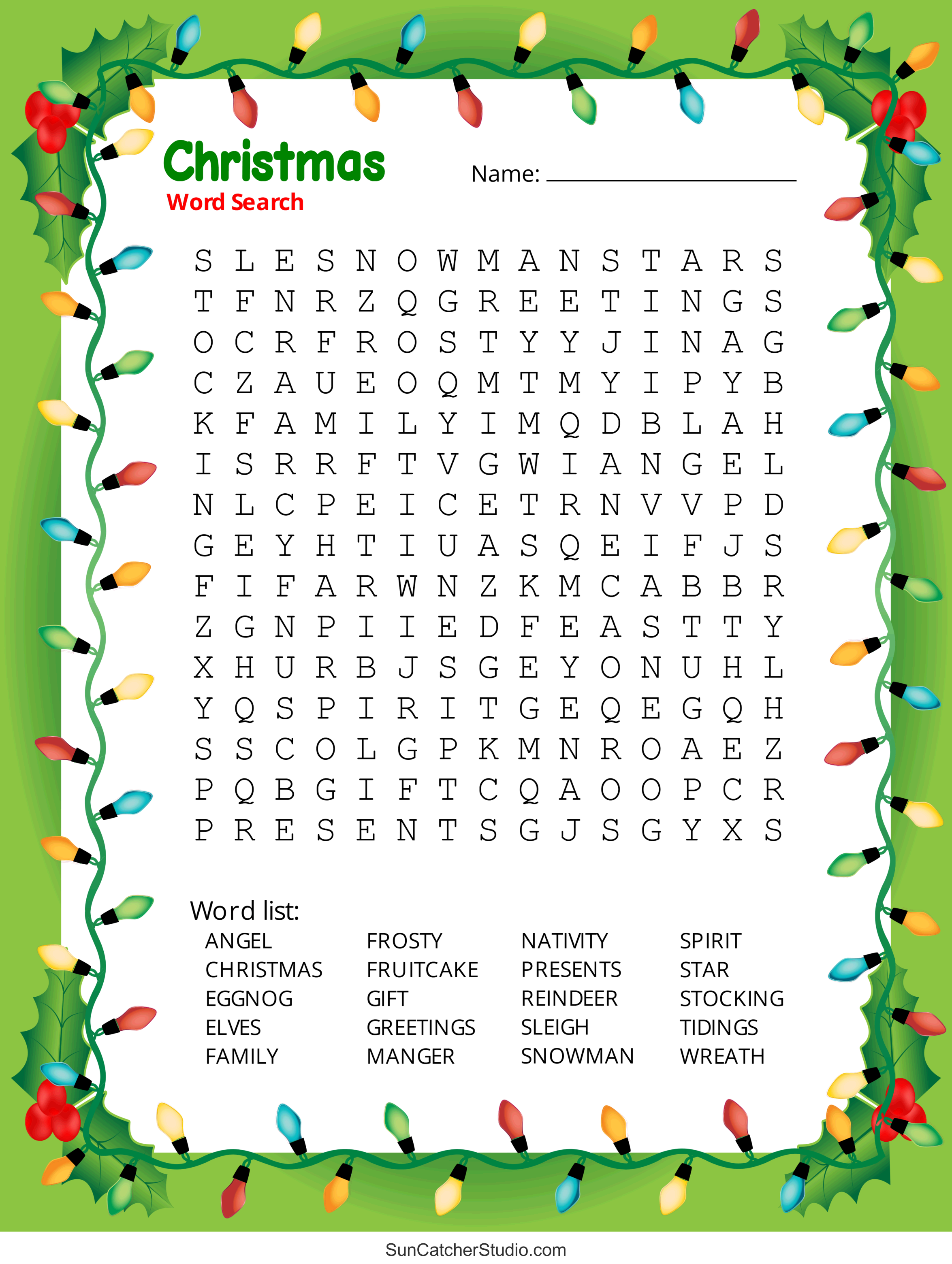Hard Christmas Word Search Puzzles