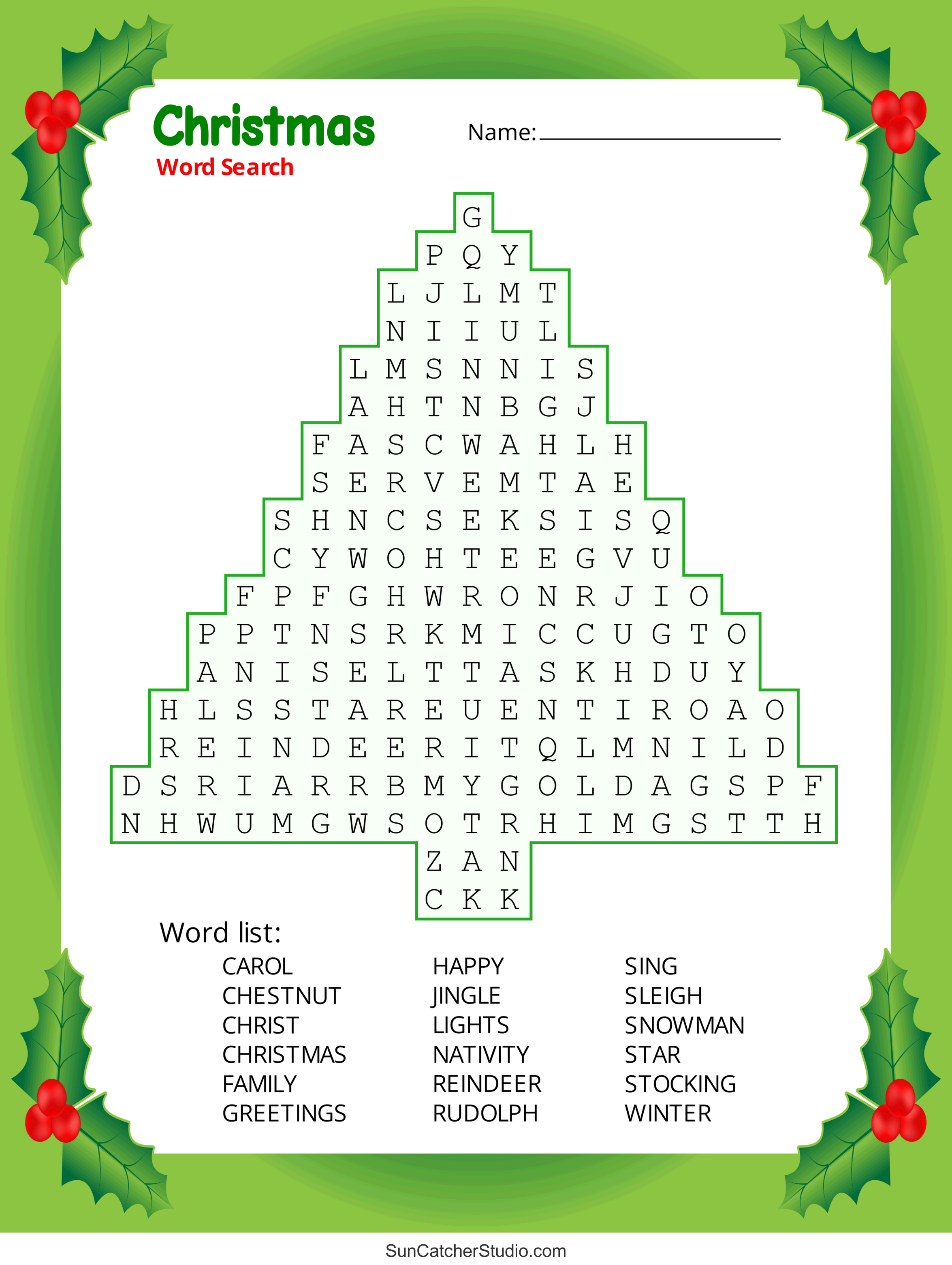 Free Printable Christmas Word Search Difficult
