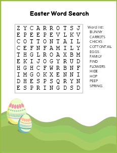 4. Easter word search. (Easy) Easter word search, printable, free, pdf, puzzle, kids, adults, holiday, easy, hard, large print, download, sheet.