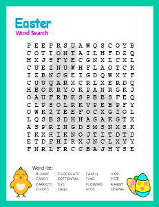 3. Printable Easter word search. (Medium) Easter word search, printable, free, pdf, puzzle, kids, adults, holiday, easy, hard, large print, download, sheet.