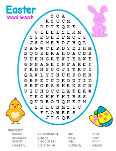 kids easter word search