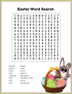 5. Free Easter word search. (Medium) Easter word search, printable, free, pdf, puzzle, kids, adults, holiday, easy, hard, large print, download, sheet.