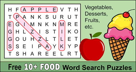 FAST FOOD Word Search Puzzle Worksheet Activity