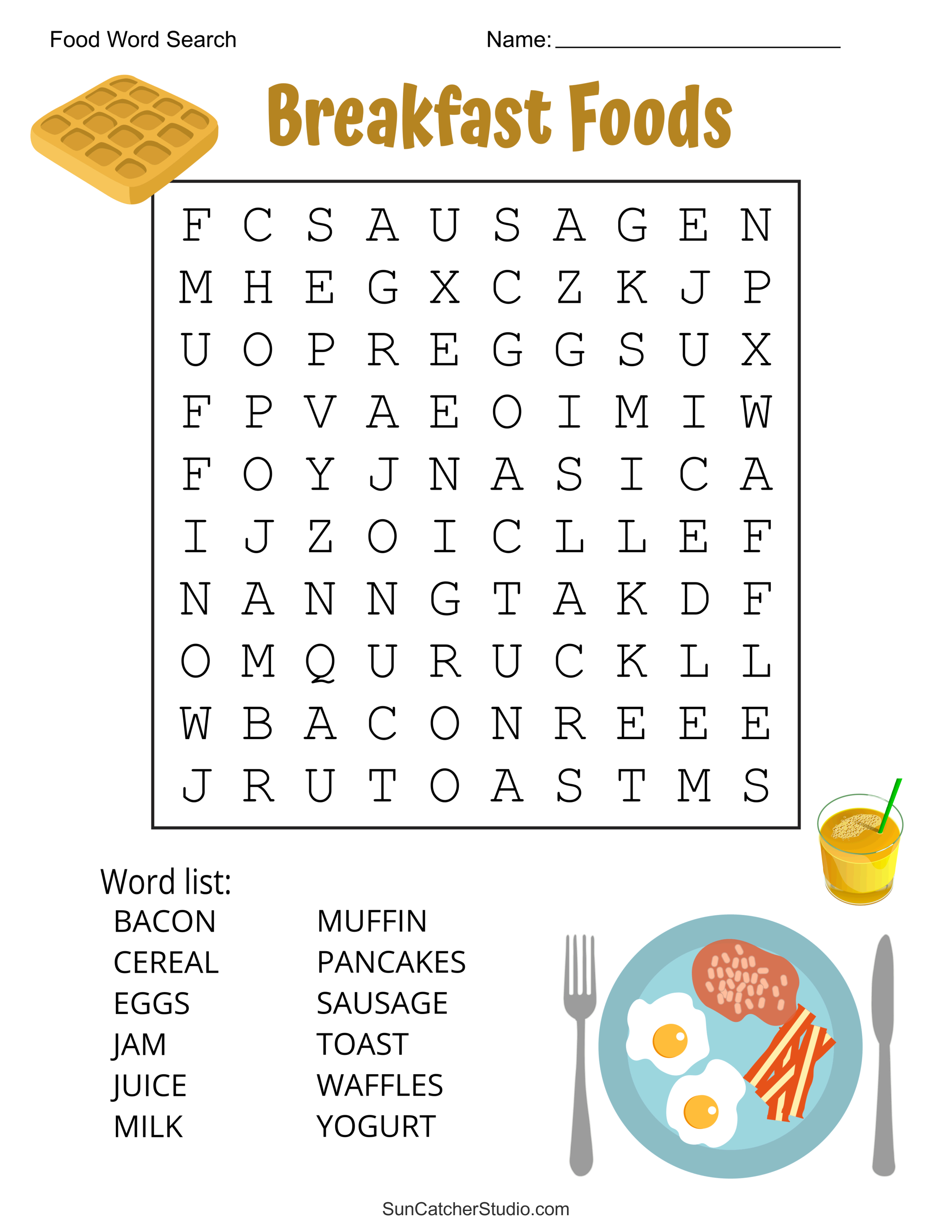 Food Word Search (Free Printable Puzzles) – DIY Projects, Patterns ...