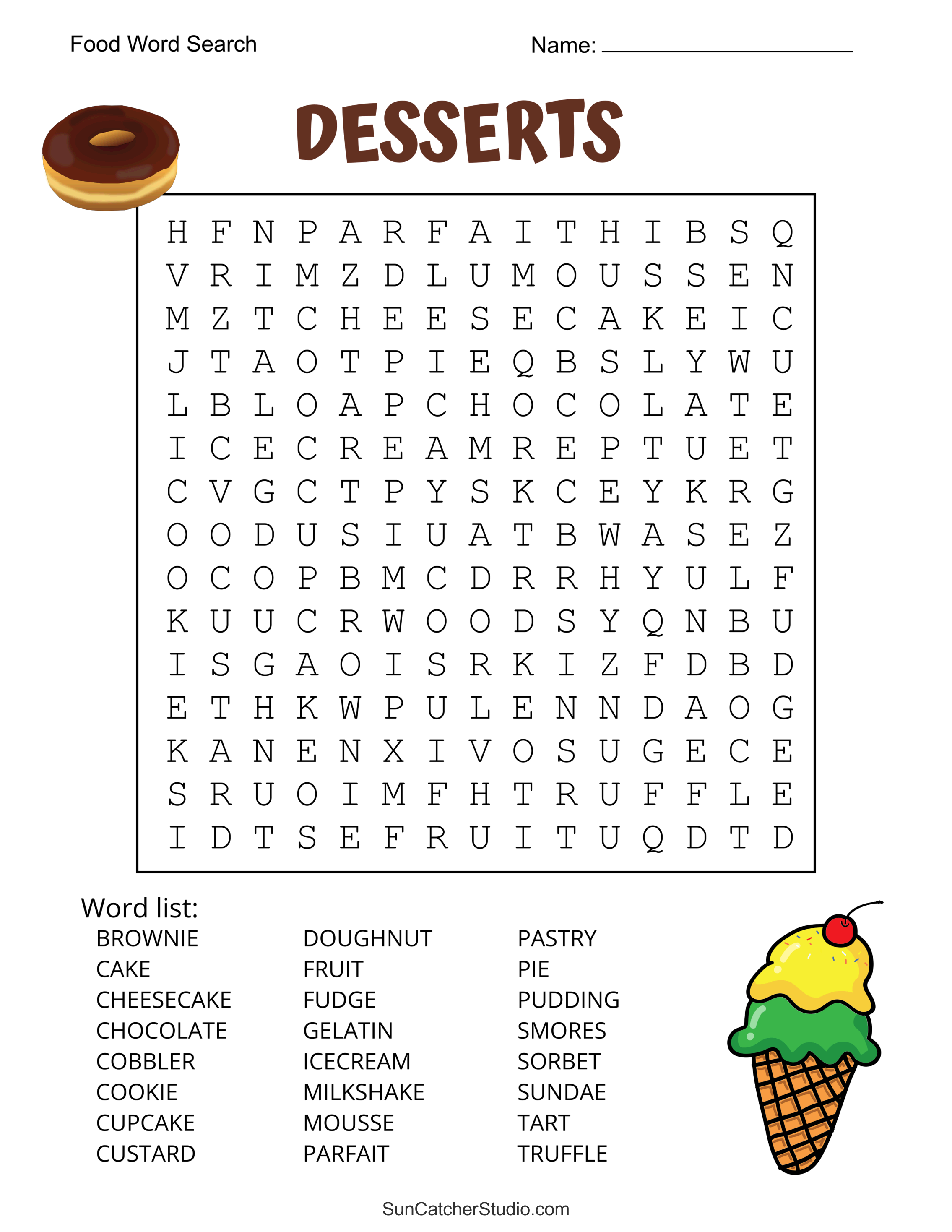Food Word Search (Free Printable Puzzles) DIY Projects Patterns