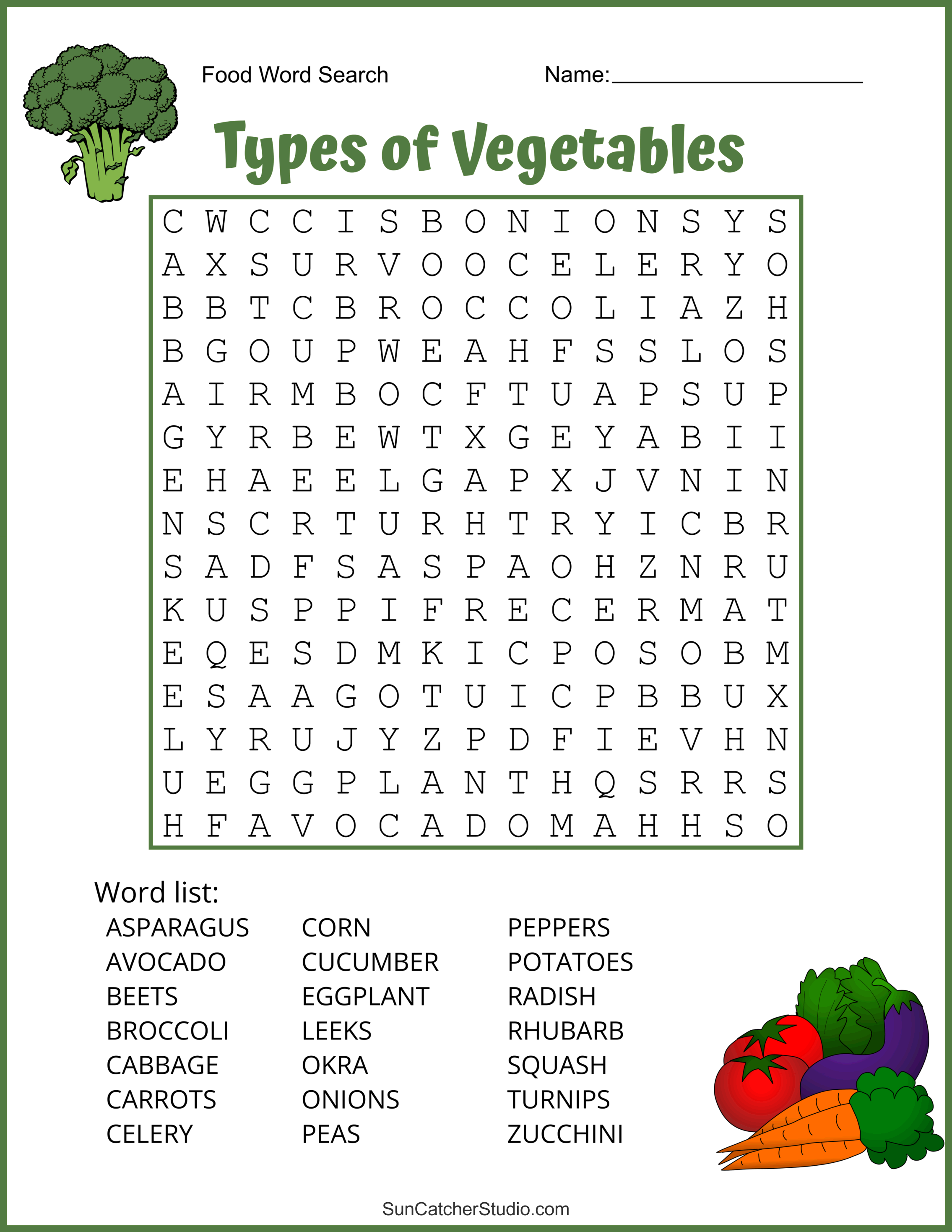Food Word Search (Free Printable Puzzles) DIY Projects Patterns