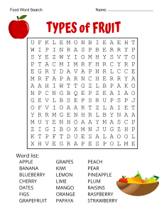 4. Types of Fruit Word Search. Level - Medium. Food word search, printable, free, pdf, puzzle, easy, hard, kids, adults, difficult, large print, download, sheet.