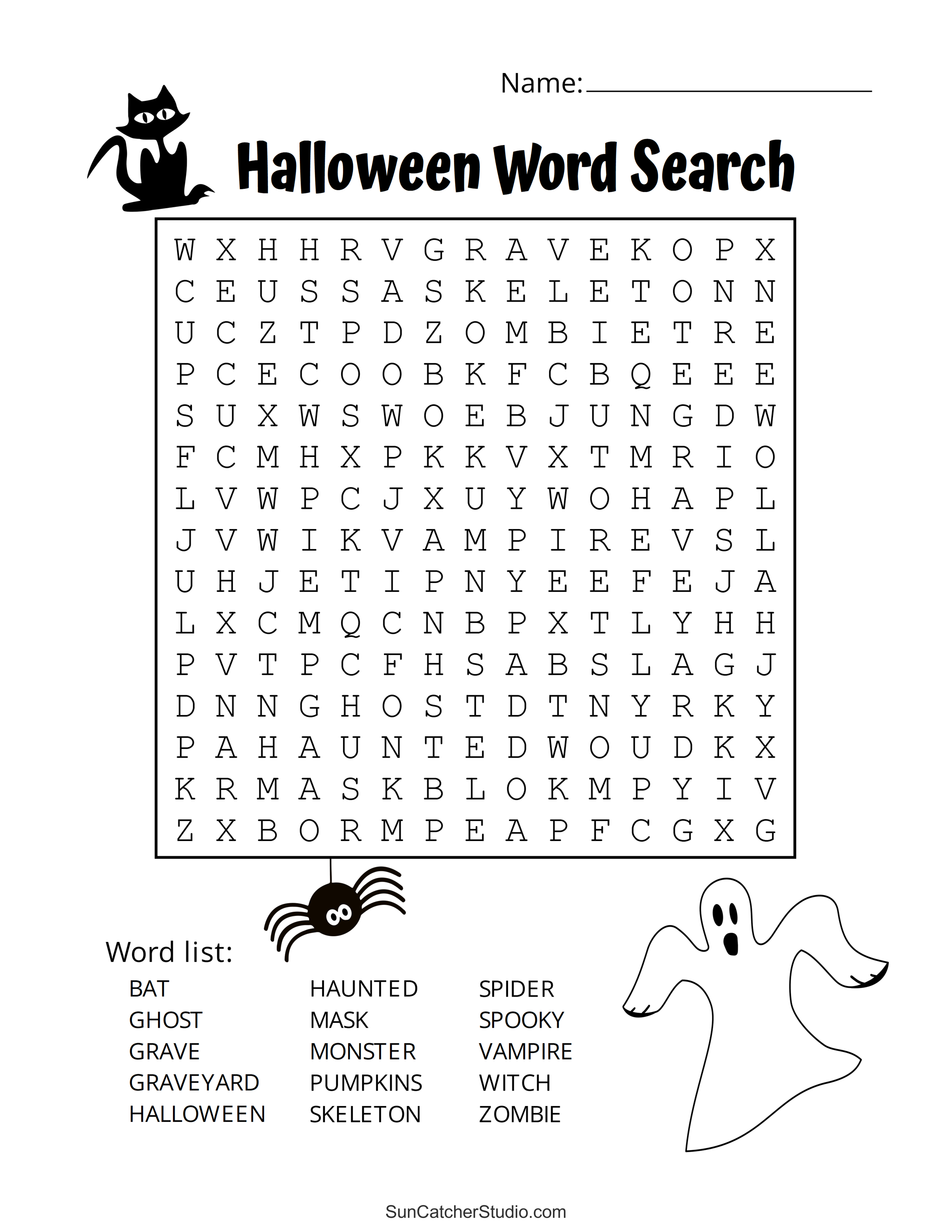 Halloween Word Search (Free Printable Puzzles) DIY Projects Patterns