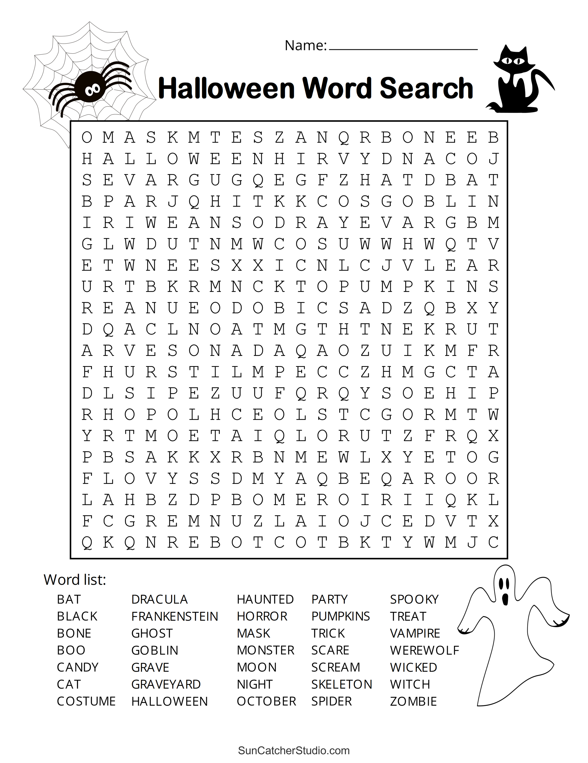 Halloween Word Search (Free Printable Puzzles) DIY Projects Patterns