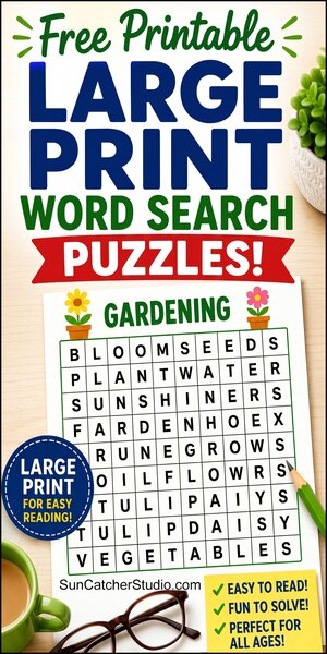 Free printable large print word search puzzles, large print, easy to read, large text, DIY, adult, word find, printable, answers, answer key, PDF