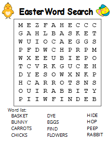 Free Easter Word Search Printable (Large Print Game). Free printable large print word search puzzle, large print, easy to read, large text, adult, word find, printable, answers, answer key, PDF.