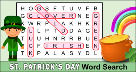 St. Patrick's Day, Saint Patrick’s Day, word search, puzzle, word find, free, printable, game, easy, hard, answers, kindergarten, large print, adult, word search, download.