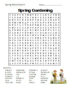 6. Spring Gardening Word Find (Difficult), spring word search, printable, free, pdf, puzzle, easy, hard, kids, adults, large print, download, sheet.