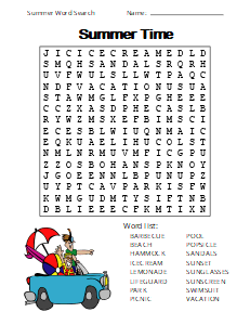 4. Printable Summer Word Search Puzzle. (Medium), summer word search, printable, free, pdf, puzzle, word find, easy, hard, kids, adults, large print, download, sheet.