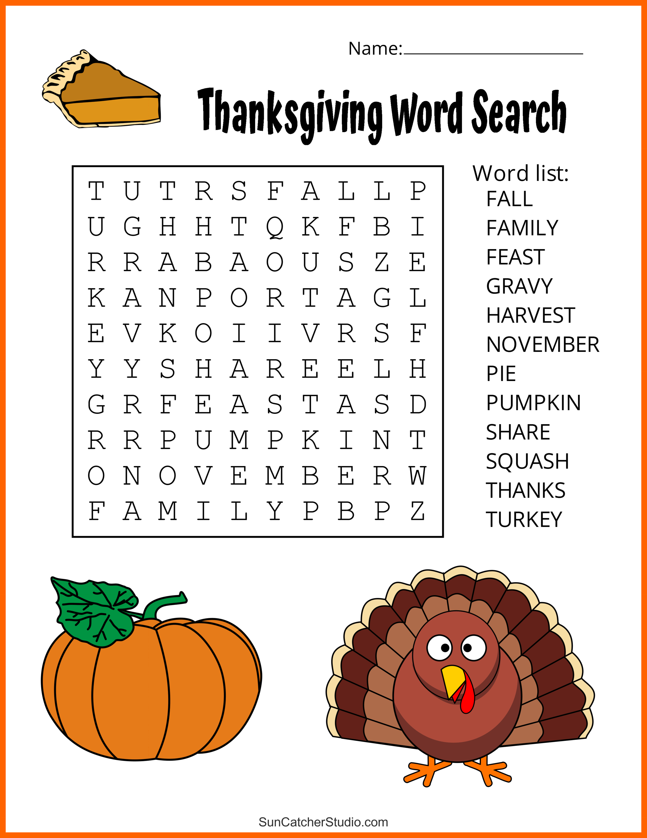 Thanksgiving Word Search (Free Printable Puzzles) DIY Projects