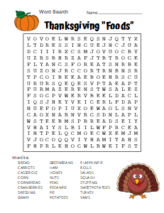5. Thanksgiving Foods word search. Level - Difficult thanksgiving word search, printable, free, pdf, puzzle, easy, hard, kids, adults, difficult, large print, download, sheet.