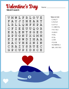 1. Valentine's Day word search. (Easy) Valentine's day word search, printable, free, pdf, puzzle, kids, adults, holiday, easy, hard, large print, download, sheet.