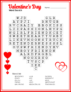4. Valentine's Day word search. Valentine's day word search, printable, free, pdf, puzzle, kids, adults, holiday, easy, hard, large print, download, sheet.