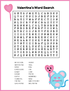 4. Free Valentine's Day word search. (Medium) Valentine's day word search, printable, free, pdf, puzzle, kids, adults, holiday, easy, hard, large print, download, sheet.