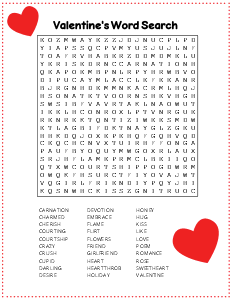 8. Printable Valentine's Day word search.  (Difficult) Valentine's day word search, printable, free, pdf, puzzle, kids, adults, holiday, easy, hard, large print, download, sheet.