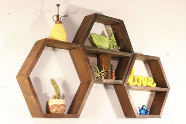 Wood Honeycomb Hexagon Shelves, Octagon Floating Shelves