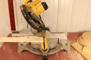 Miter saw 30-degree bevel angle for hexagon wall shelf.