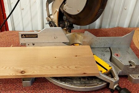 DIY planter box cutting base on miter saw.