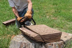 Remove sides of dough bowl using chainsaw at slight angle.